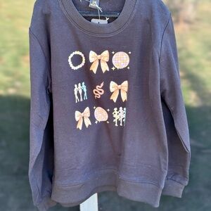Kids Black Graphic Sweatshirt with Pastel Disco Icons